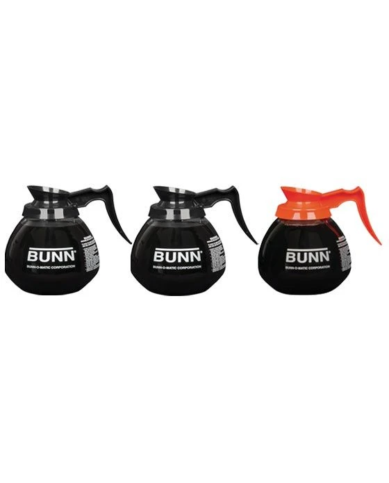 BUNN® BUNN 64 Oz Blk Glass Decanter (3pk)Decanter 2 Regular 1 Decaf 3 BUNN® BUNN 64 Oz Blk Glass Decanter (3pk)Decanter 2 Regular 1 Decaf
