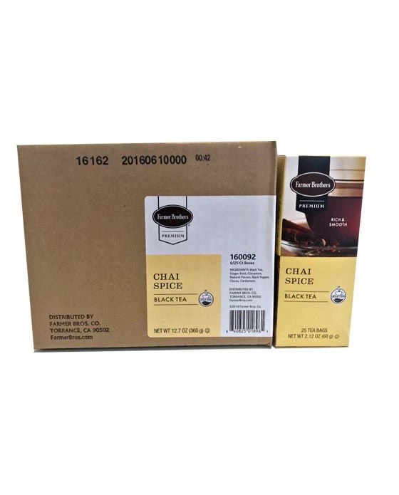 Farmer Brothers Premium: Chai Spice Hot Tea, 6/25 Ct Tea Boxes 3 Farmer Brothers Premium: Chai Spice Hot Tea, 6/25 Ct Tea Boxes