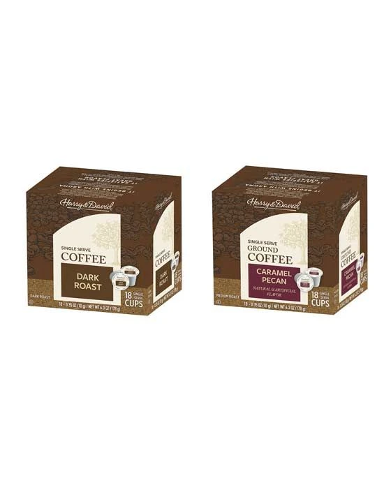 Harry & David Coffee Combo, Dark Roast, Caramel Pecan 2/18 Ct Boxes 3 Harry & David Coffee Combo, Dark Roast, Caramel Pecan 2/18 Ct Boxes
