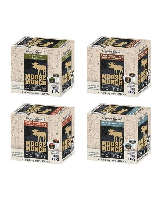 Moose Munch Northwest, Dark Chocolate Caramel, Chocolate Peanut Butter, Maple Vanilla 4/18 Ct 3 Moose Munch Northwest, Dark Chocolate Caramel, Chocolate Peanut Butter, Maple Vanilla 4/18 Ct