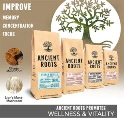 Ancient Roots French Vanilla Flavored Mushroom Coffee By Corim Premium Blends 2/12 Oz Bags -Coffee Drinks Shop ancient roots french vanilla flavored mushroom coffee french vanilla coffee1 1