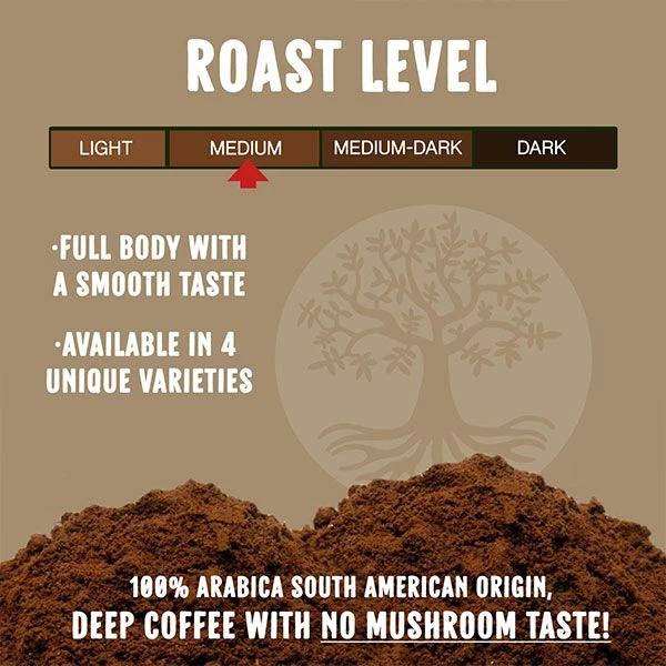 Ancient Roots Hazelnut Medium Roast Flavored Mushroom Ground CoffeeBy Corim Premium Blends (12 Ounces) 5 Ancient Roots Hazelnut Medium Roast Flavored Mushroom Ground CoffeeBy Corim Premium Blends (12 Ounces) - Image 3