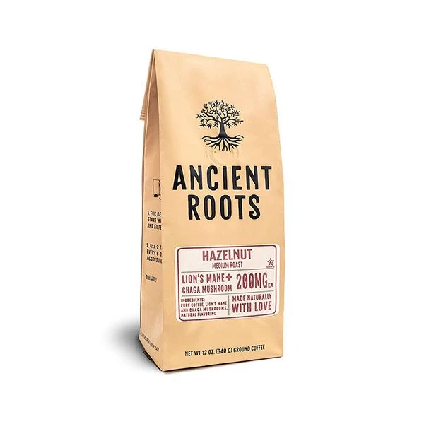 Ancient Roots Hazelnut Medium Roast Flavored Mushroom Ground CoffeeBy Corim Premium Blends (12 Ounces) 3 Ancient Roots Hazelnut Medium Roast Flavored Mushroom Ground CoffeeBy Corim Premium Blends (12 Ounces)
