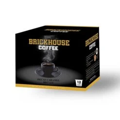 Brickhouse Single Serve Coffee, Decaf Caramel Brulee, 72 Count -Coffee Drinks Shop brickhouse decaf caramel brulee single serve cups 12 count 1 1