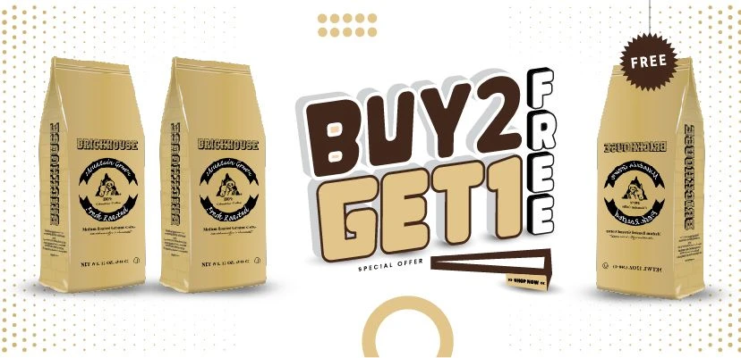 Brickhouse 100% Colombian Ground Coffee, 2/12 Oz Bags Buy 2 Get 1 Free 3 Brickhouse 100% Colombian Ground Coffee, 2/12 Oz Bags Buy 2 Get 1 Free