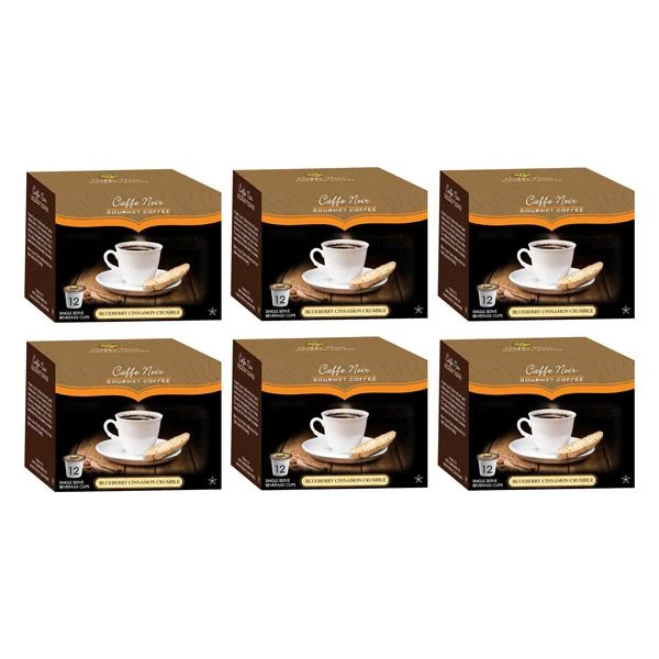 Caffe Noir Gourmet Coffee Blueberry Cinnamon, Single Serve Beverage Cups, 6 Box 12 Count Each 3 Caffe Noir Gourmet Coffee Blueberry Cinnamon, Single Serve Beverage Cups, 6 Box 12 Count Each
