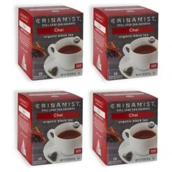 China Mist - Chai Organic Black Full Leaf Tea Sachet, 4 Boxes 15 Count Each