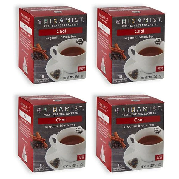 China Mist - Chai Organic Black Full Leaf Tea Sachet, 4 Boxes 15 Count Each 3 China Mist - Chai Organic Black Full Leaf Tea Sachet, 4 Boxes 15 Count Each