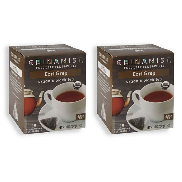 China Mist - Earl Grey Organic Black Full Leaf Tea Sachet, 2 Boxes 15 Count Each 3 China Mist - Earl Grey Organic Black Full Leaf Tea Sachet, 2 Boxes 15 Count Each