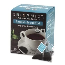 China Mist - English Breakfast Organic Black Full Leaf Tea Sachet, 2 Boxes 15 Count Each - Biodegradable And Individually Wrapped -Coffee Drinks Shop china mist english breakfast organic black full leaf tea sachet 15 cnt 1box 1