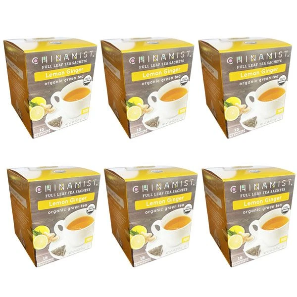 China Mist - Lemon Ginger Organic Green Tea Sachet, 6 Boxes 15 Count Each 3 China Mist - Lemon Ginger Organic Green Tea Sachet, 6 Boxes 15 Count Each