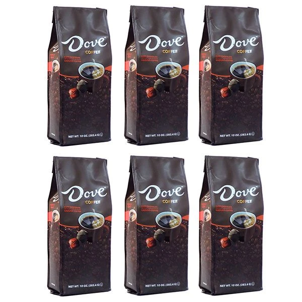 Dove Dark Chocolate, Naturally And Artificially Flavored Ground Coffee, 6/10 Oz Bags 3 Dove Dark Chocolate, Naturally And Artificially Flavored Ground Coffee, 6/10 Oz Bags