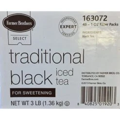 Farmer Brothers Black Iced Tea For Sweetening, 4 Boxes - 48/1 Oz -Coffee Drinks Shop fbtradblack 1 2