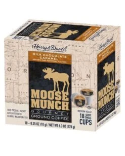 Harry & David Milk Chocolate Caramel Moose Munch Single-Serve Coffee 2/18 Count 8 Harry & David Milk Chocolate Caramel Moose Munch Single-Serve Coffee 2/18 Count -Coffee Drinks Shop harry david milk chocolate caramel moose munch single serve coffee
