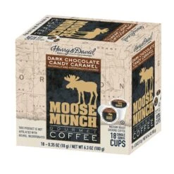 Moose Munch Northwest, Dark Chocolate Caramel, Milk Chocolate Caramel, MapleVanilla 4/18 Ct -Coffee Drinks Shop moosemunchdarkchococaramel 2