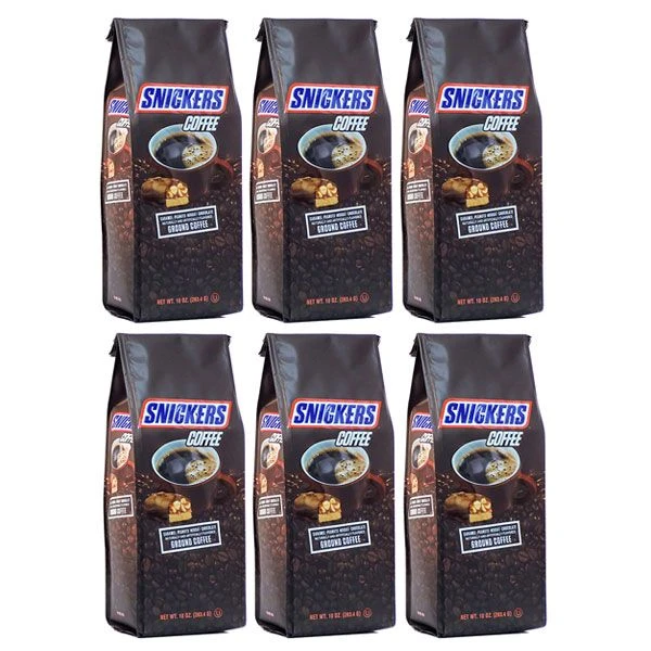 Snickers Caramel, Peanuts, Nougat And Chocolate, Naturally And Artificially Flavored Ground Coffee, 6/10 Oz Bags 3 Snickers Caramel, Peanuts, Nougat And Chocolate, Naturally And Artificially Flavored Ground Coffee, 6/10 Oz Bags