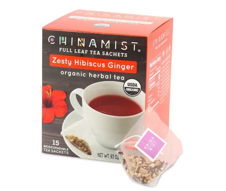 China Mist - Zesty Hibiscus Ginger Organic Black Full Leaf Tea Sachet, 4 Boxes 15 Count Each 4 China Mist - Zesty Hibiscus Ginger Organic Black Full Leaf Tea Sachet, 4 Boxes 15 Count Each - Image 2